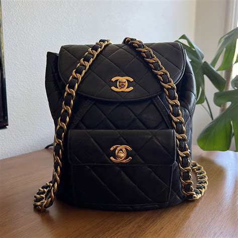 vintage chanel backpack inside material|pre owned Chanel backpack.